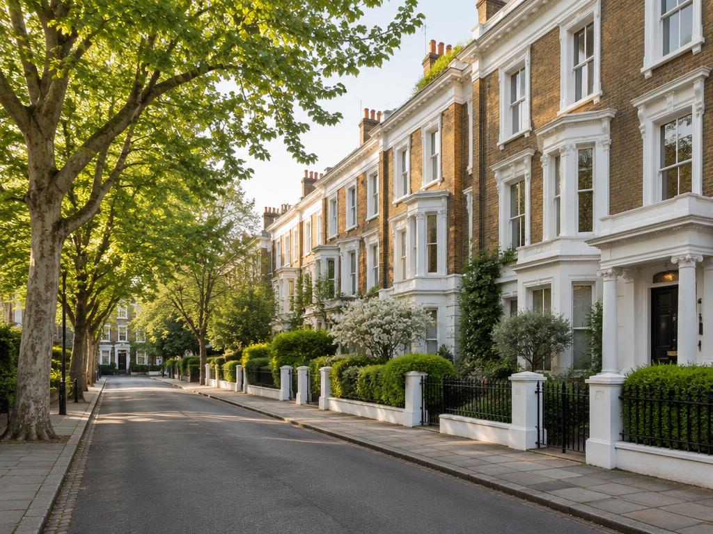 A leafy London residential street of period houses